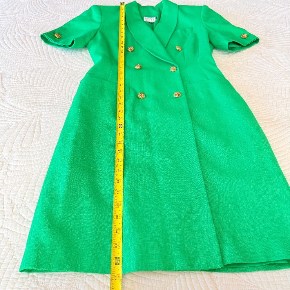 VTG 80s Kelly Green Double Breasted Blazer Power Dress Corporate Chic Kasper 4P - Picture 15 of 16
